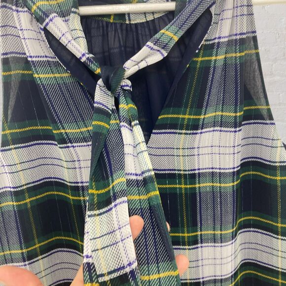 J.Crew Stewart Tartan Halter Tie-Back Chiffon Blouse 14 - Picture 8 of 16